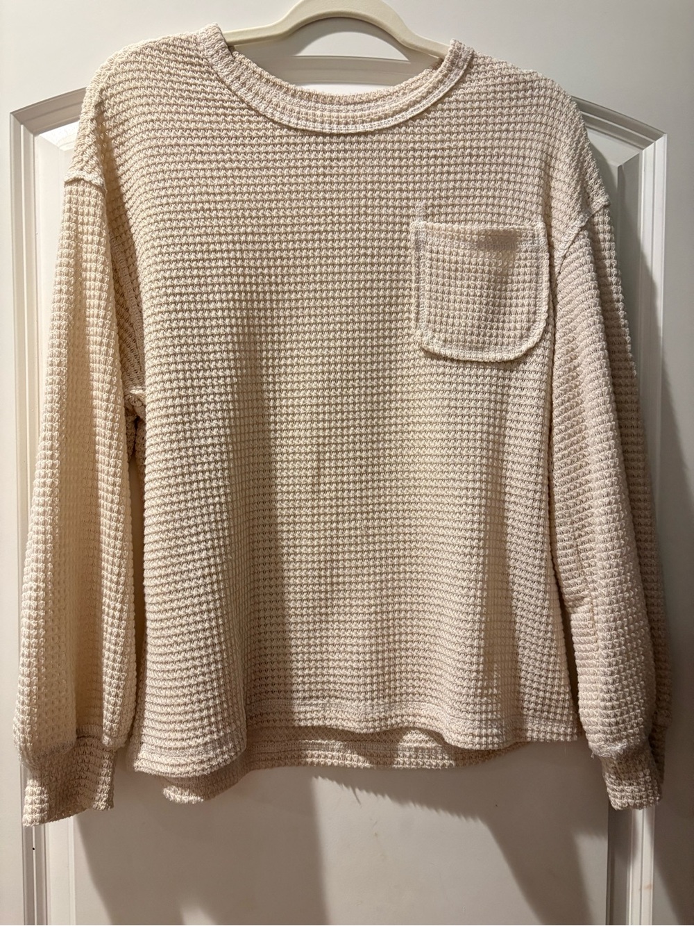 Cozy Cream Waffle-Knit Women's Sweater